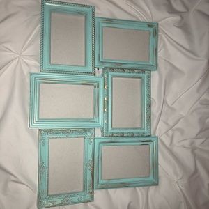 hanging turquoise and gold rustic picture collage